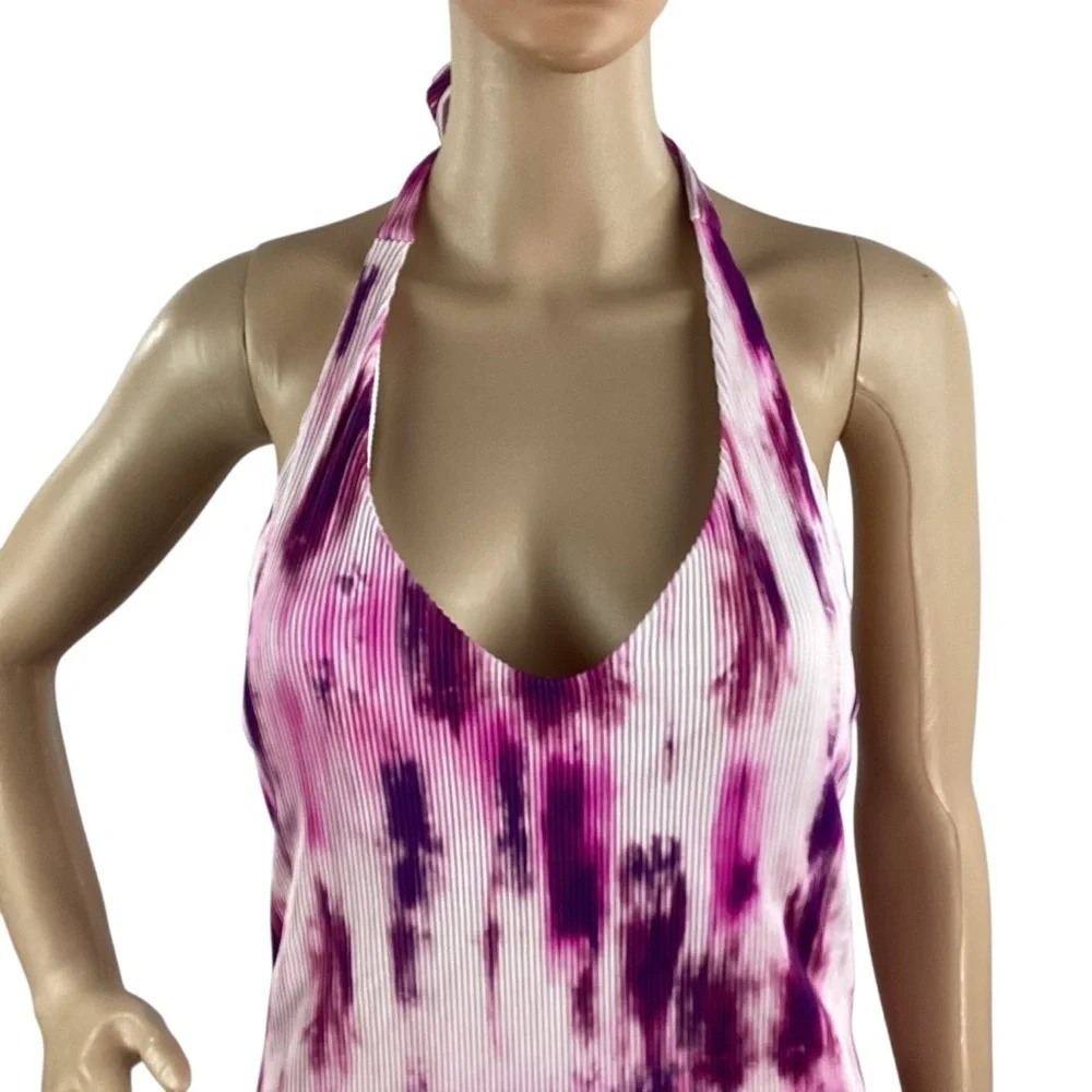 PQ Swim Spell Avery One Piece Swimsuit Pink Tie Dye Ribbed M - Picture 2 of 7